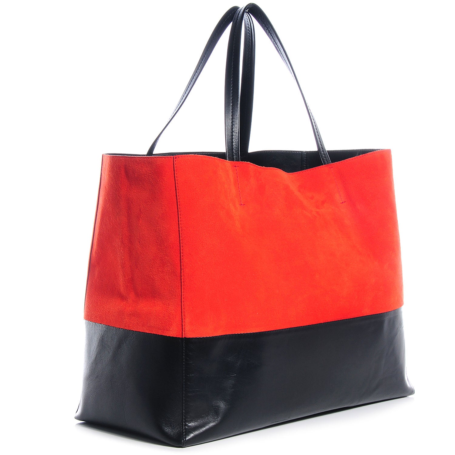 Celine Lambskin Suede Horizontal Bi-Cabas Coral 3 of 8