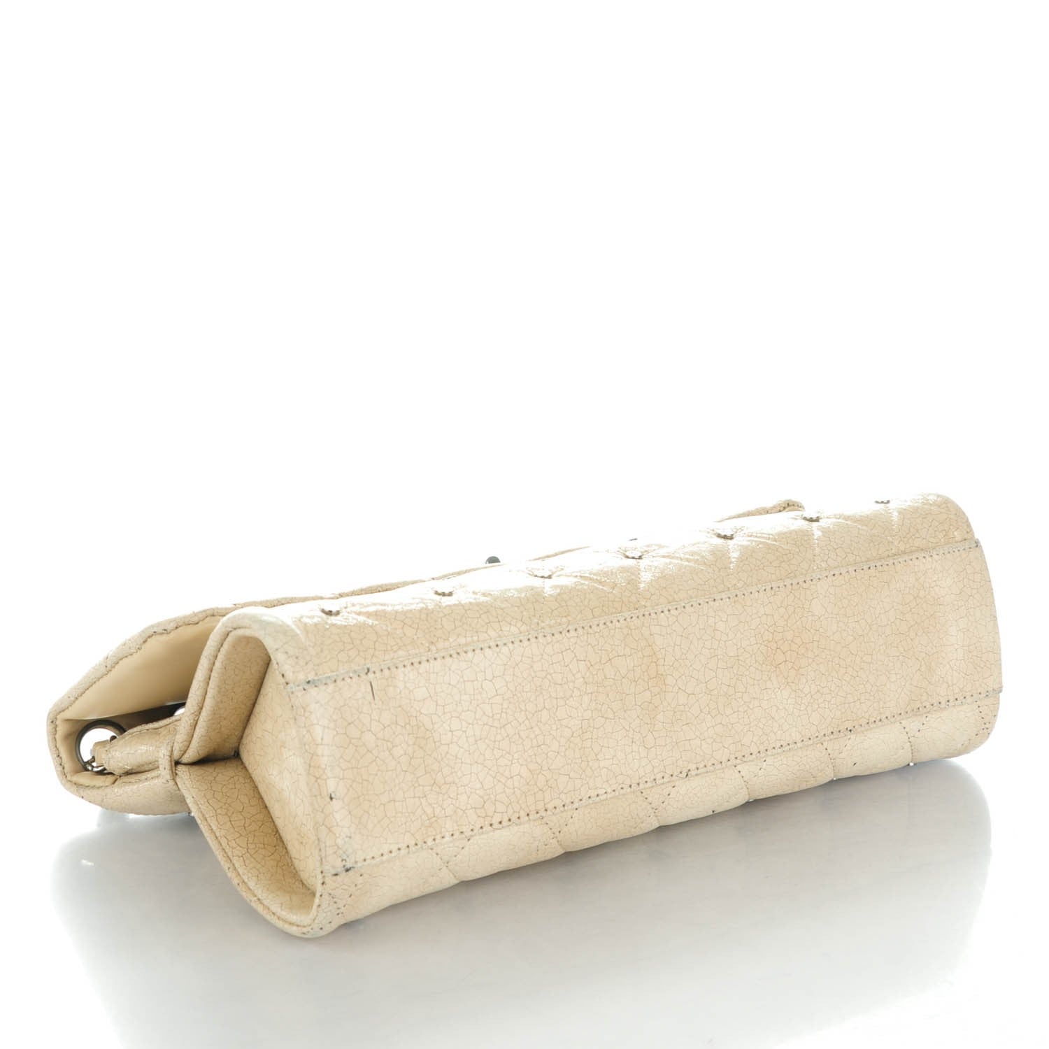 Chanel Glazed Crackled Calfskin Studded Mademoiselle Flap Beige 4 of 9