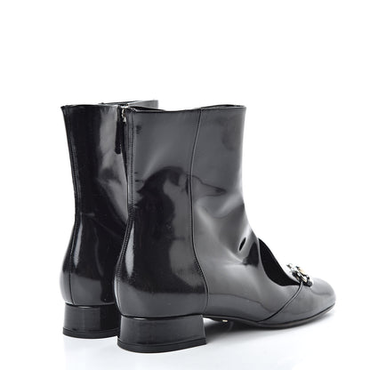 Gucci Patent Calfskin Womens Lilian Horsebit Ankle Boots 37 Black 4 of 11