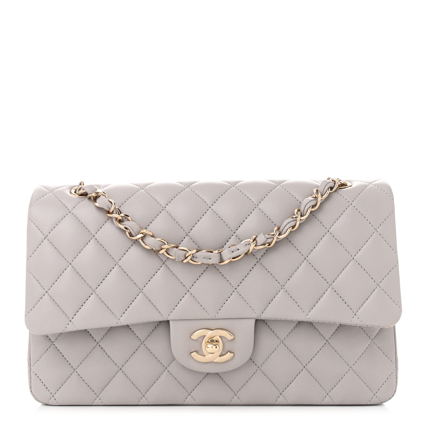 Chanel Lambskin Quilted Medium Double Flap Grey 1 of 11