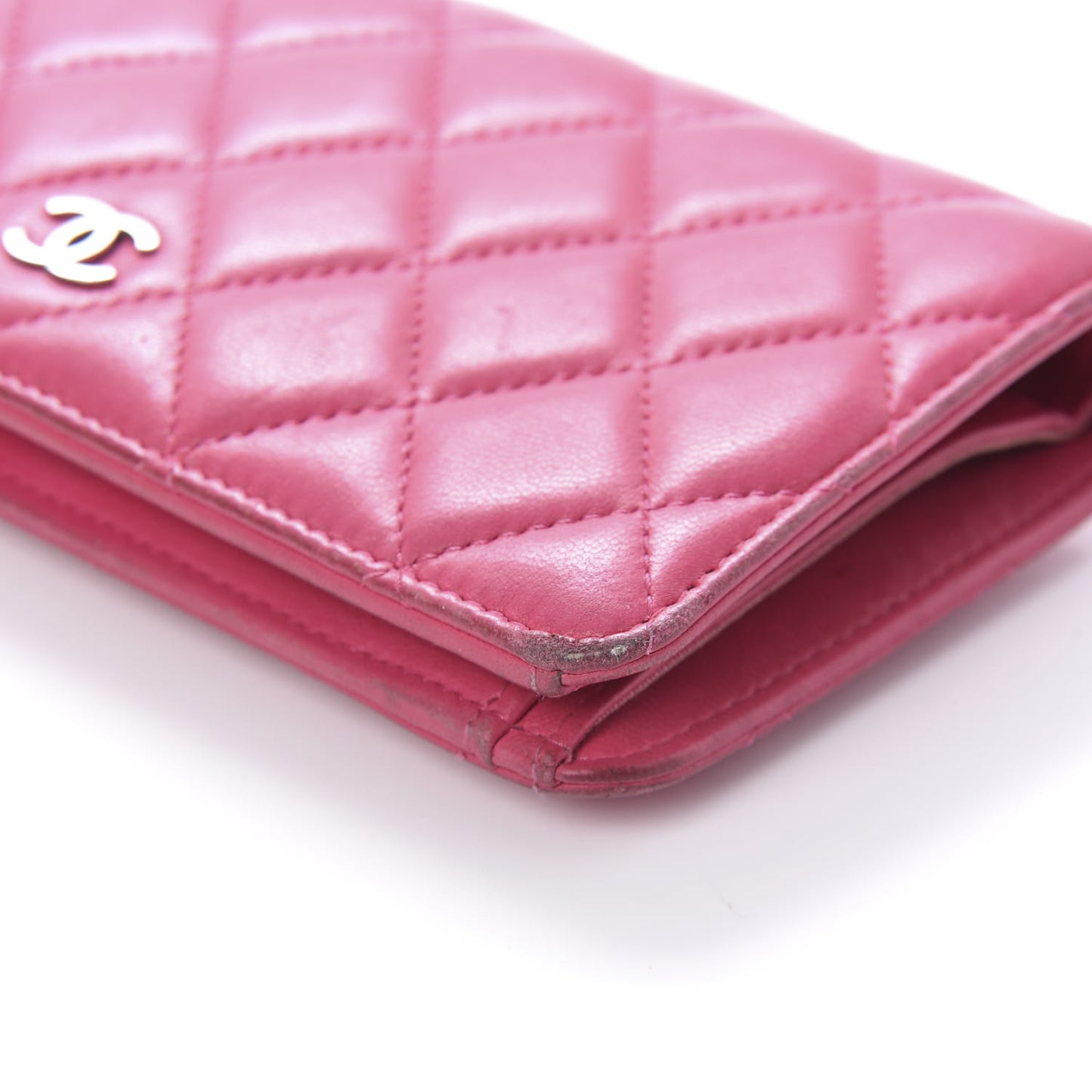 Lambskin Quilted Yen Wallet Fuchsia