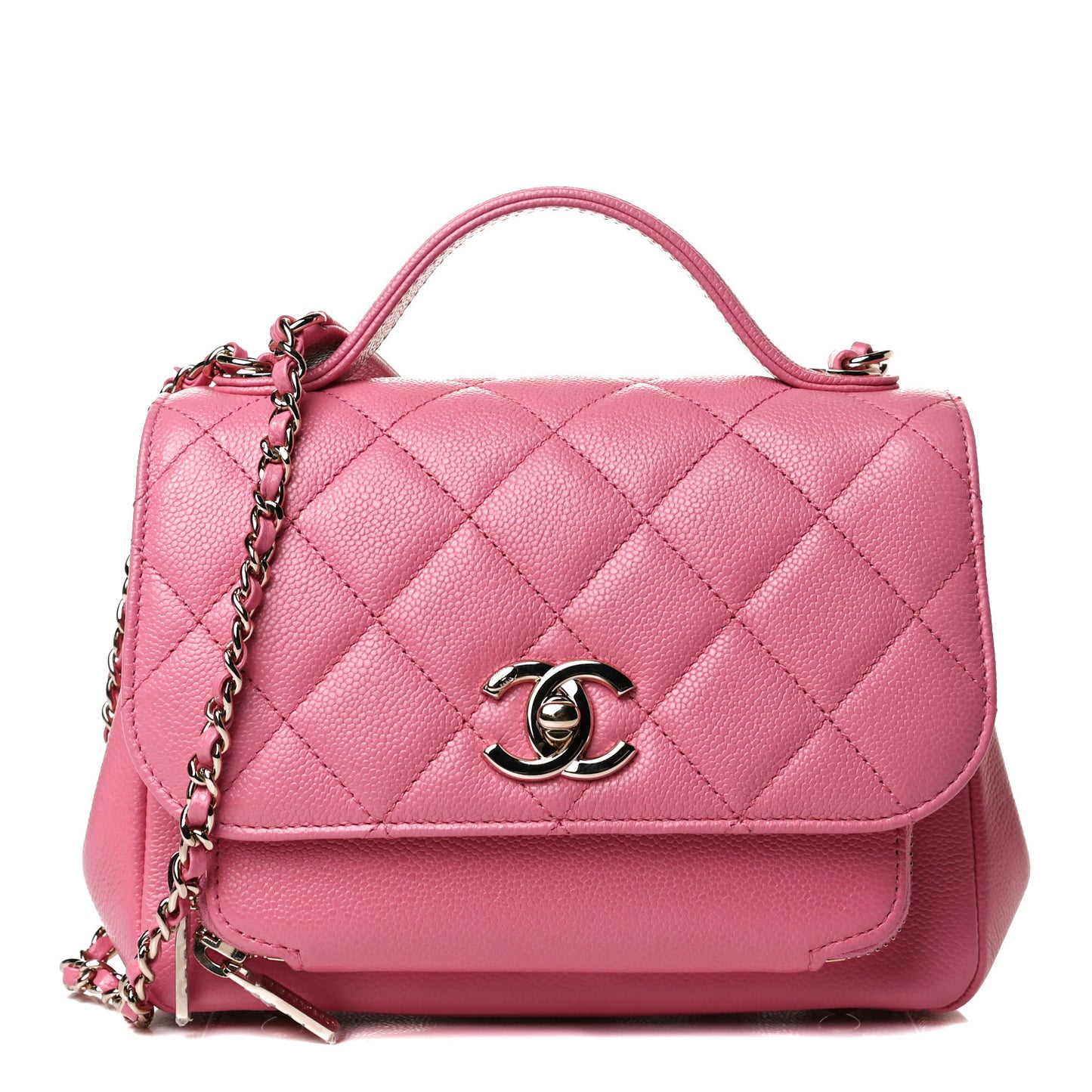 Caviar Quilted Small Business Affinity Flap Pink