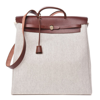 Hermes Toile Calfskin Herbag 39 GM Natural 1 of 18