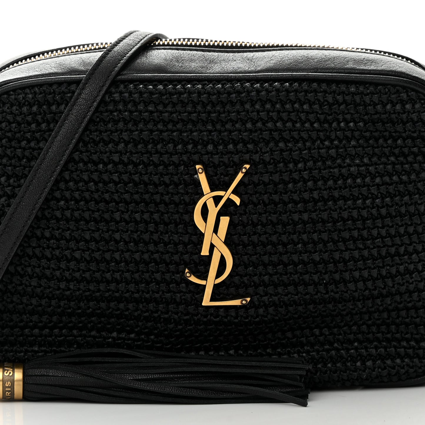 Raffia Canvas Monogram Lou Camera Bag Black
