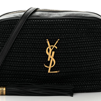Saint Laurent Raffia Canvas Monogram Lou Camera Bag Black 8 of 14