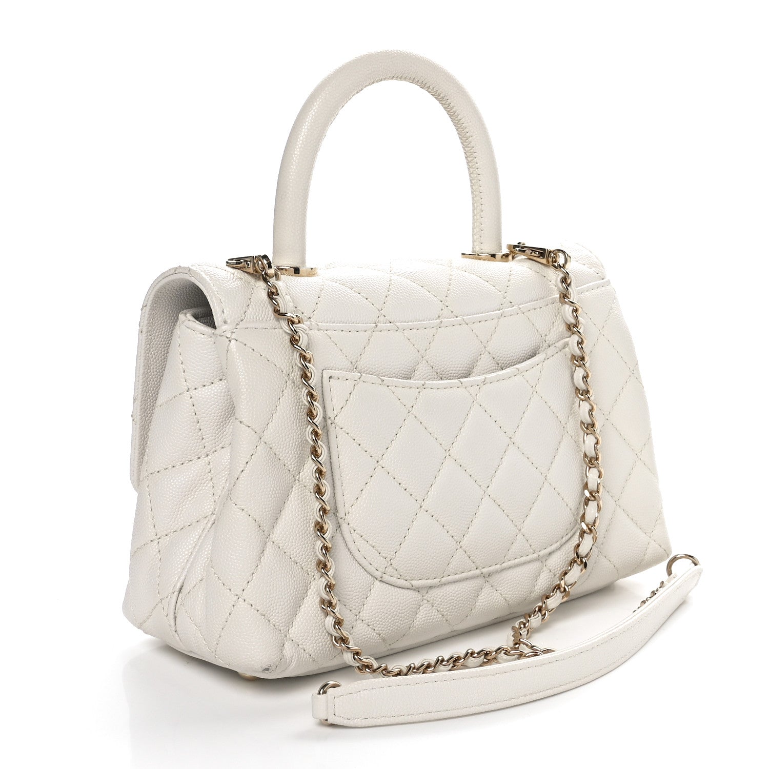 Chanel Caviar Quilted Mini Coco Handle Flap White 3 of 10