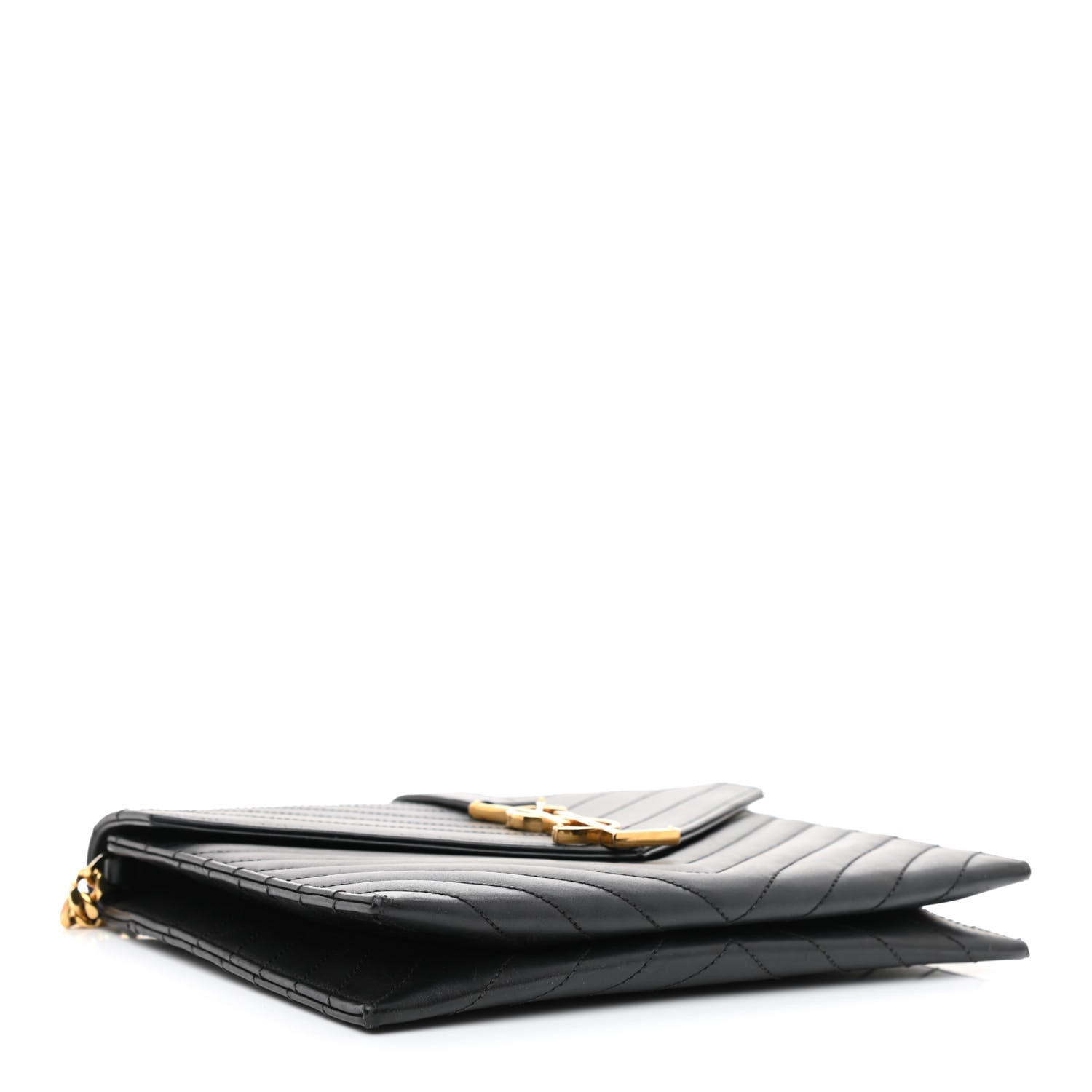 Saint Laurent Calfskin Matelasse Chevron Medium Monogram Satchel Black 4 of 8