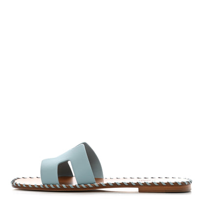 Hermes Calfskin Braided Oran Sandals 38.5 Vert D'Eau 1 of 10
