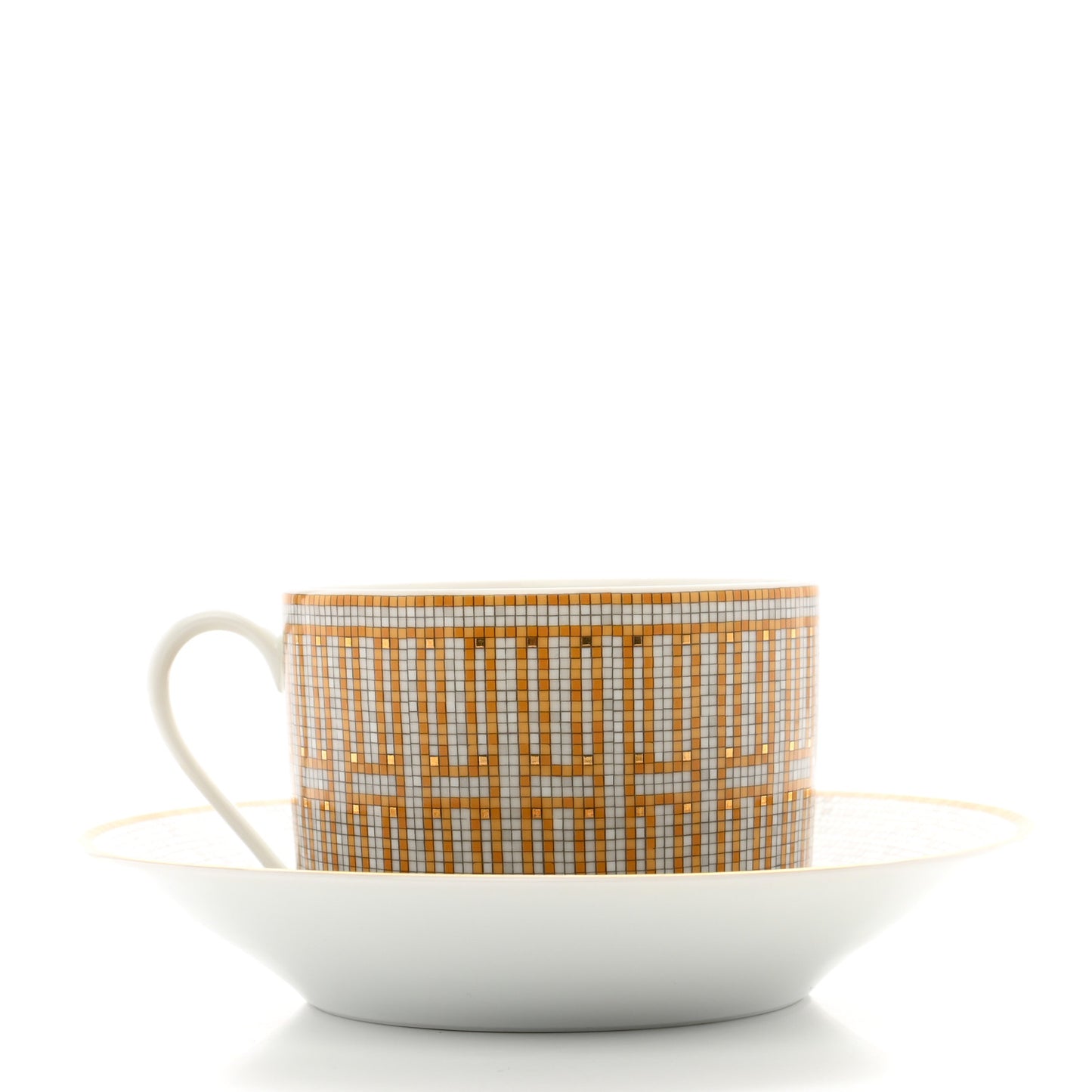 Porcelain Mosaique Au 24 Gold Breakfast Cup and Saucer