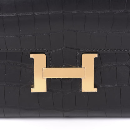 Hermes Matte Alligator Constance Wallet Black 16 of 17