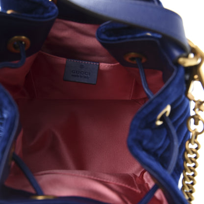 Gucci Velvet Matelasse GG Marmont Bucket Bag Cobalt Blue 5 of 13