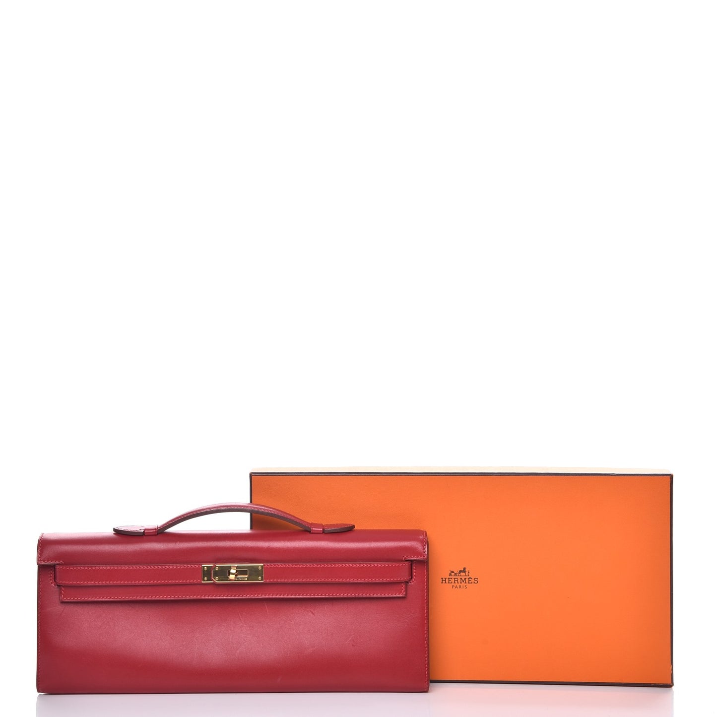 Tadelakt Kelly Cut Clutch Rouge Vif