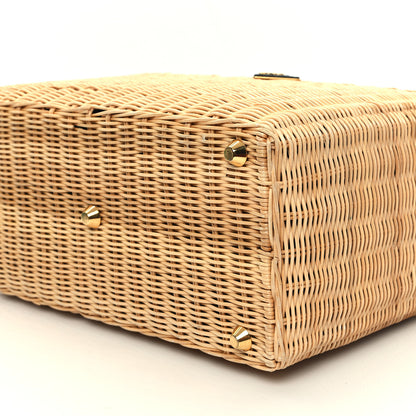 Prada Wicker Canvas Large Tote Naturale Black 9 of 14