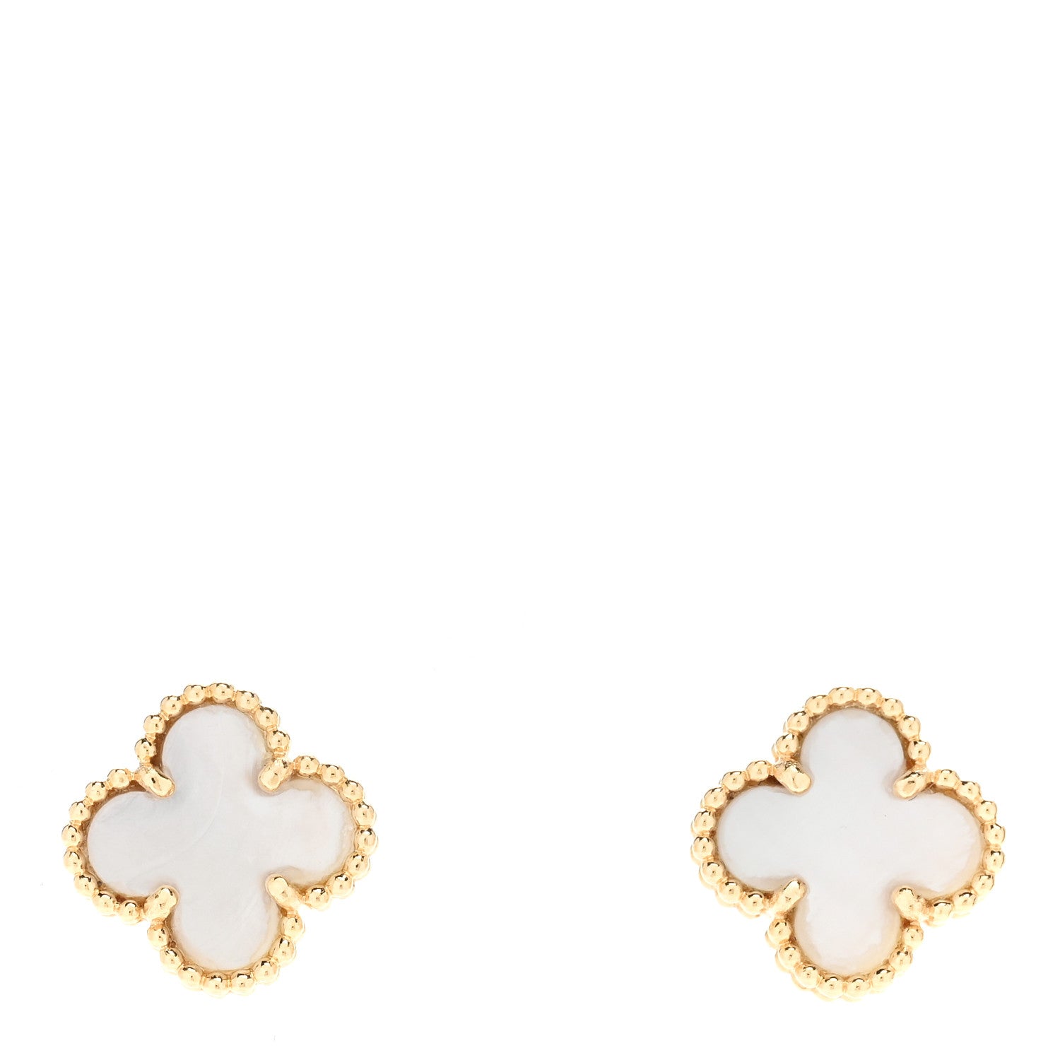 Van Cleef & Arpels 18K Yellow Gold Mother of Pearl Sweet Alhambra Earrings 1 of 5