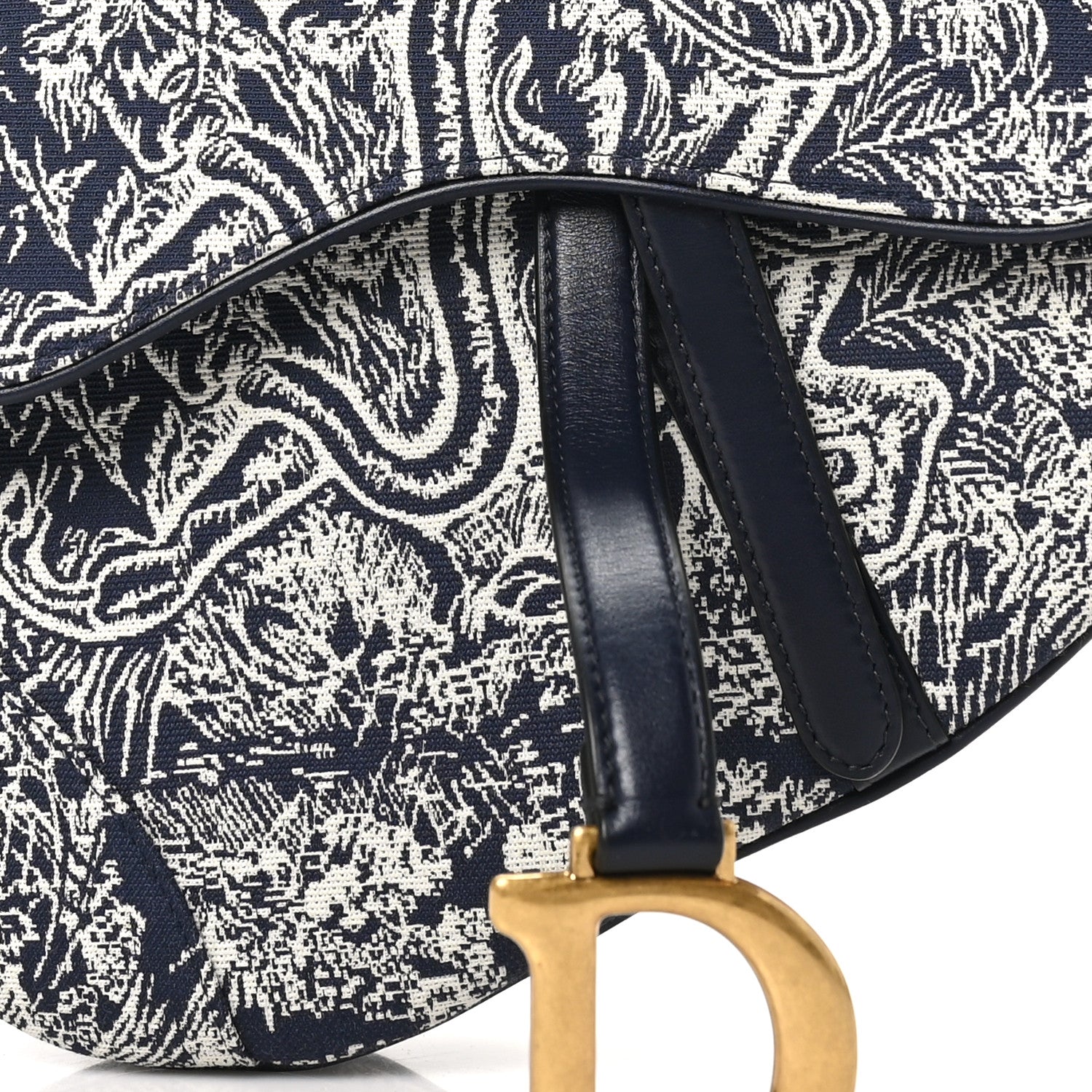 Christian Dior Canvas Reverse Embroidered Toile De Jouy Saddle Bag Blue 8 of 10