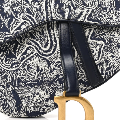 Christian Dior Canvas Reverse Embroidered Toile De Jouy Saddle Bag Blue 8 of 10