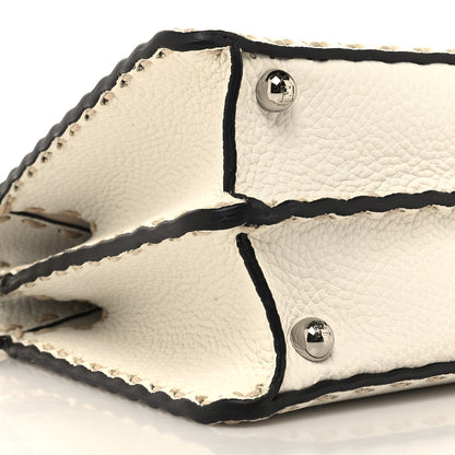 Fendi Vitello Granato Camoscio Elaphe Python Print Macro Stitchings Small Peekaboo I SEE U Iconic Satchel White Roccia 9 of 11