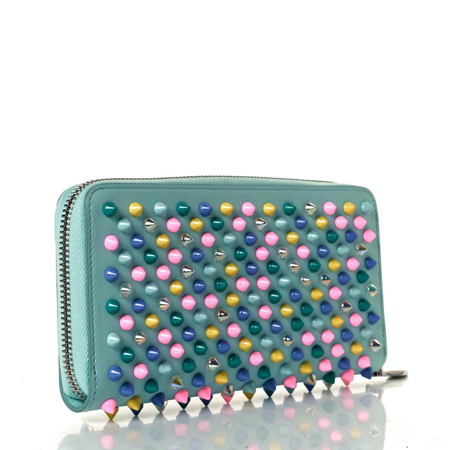 Christian Louboutin Calfskin Panettone Spiked Zip Around Wallet Source Multicolor 3 of 8