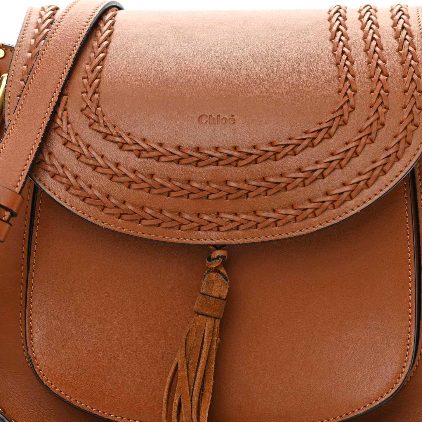 Calfskin Braided Medium Hudson Shoulder Bag Caramel