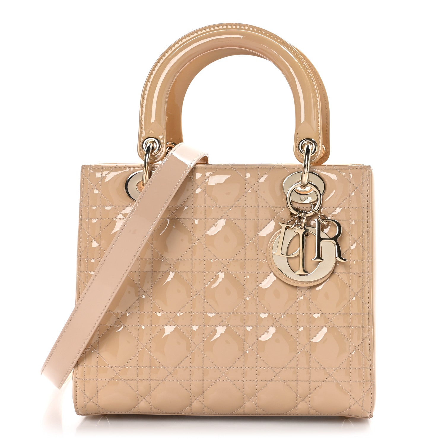 Christian Dior Patent Cannage Medium Lady Dior Beige 1 of 11