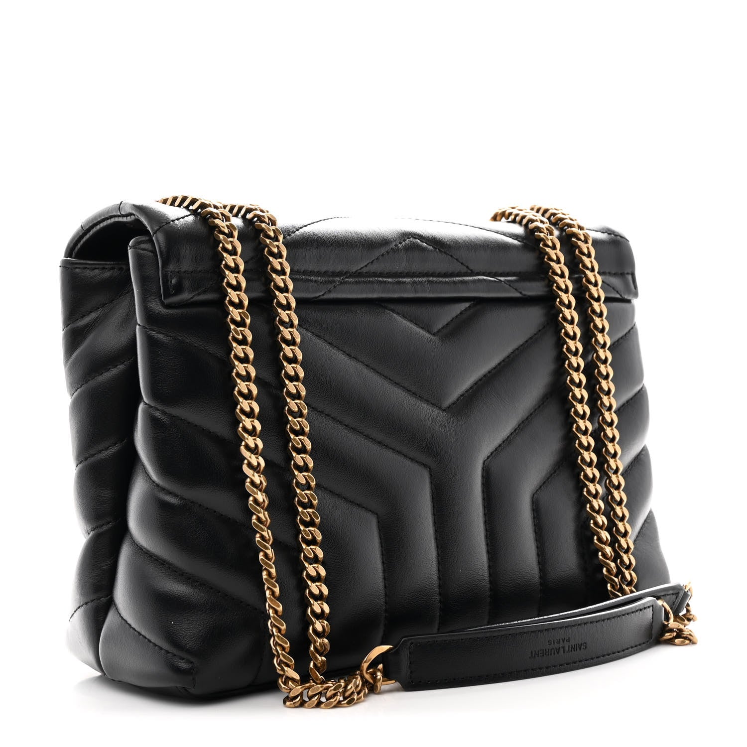 Saint Laurent Calfskin Y Quilted Monogram Small Loulou Chain Satchel Black 3 of 11