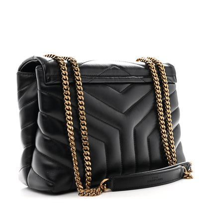 Saint Laurent Calfskin Y Quilted Monogram Small Loulou Chain Satchel Black 3 of 11