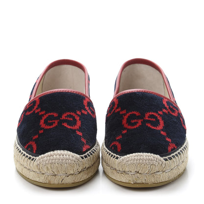 Gucci Terry Cloth GG Monogram Espadrilles 35 Blue Red 2 of 9