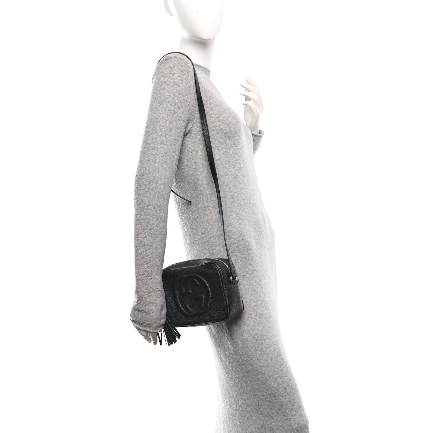 Pebbled Calfskin Small Soho Disco Bag Black