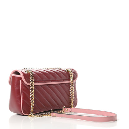 Gucci Azalea Calfskin Enamel Matelasse Diagonal Small Torchon GG Marmont Shoulder Bag New Cherry Red Wild Rose 3 of 11
