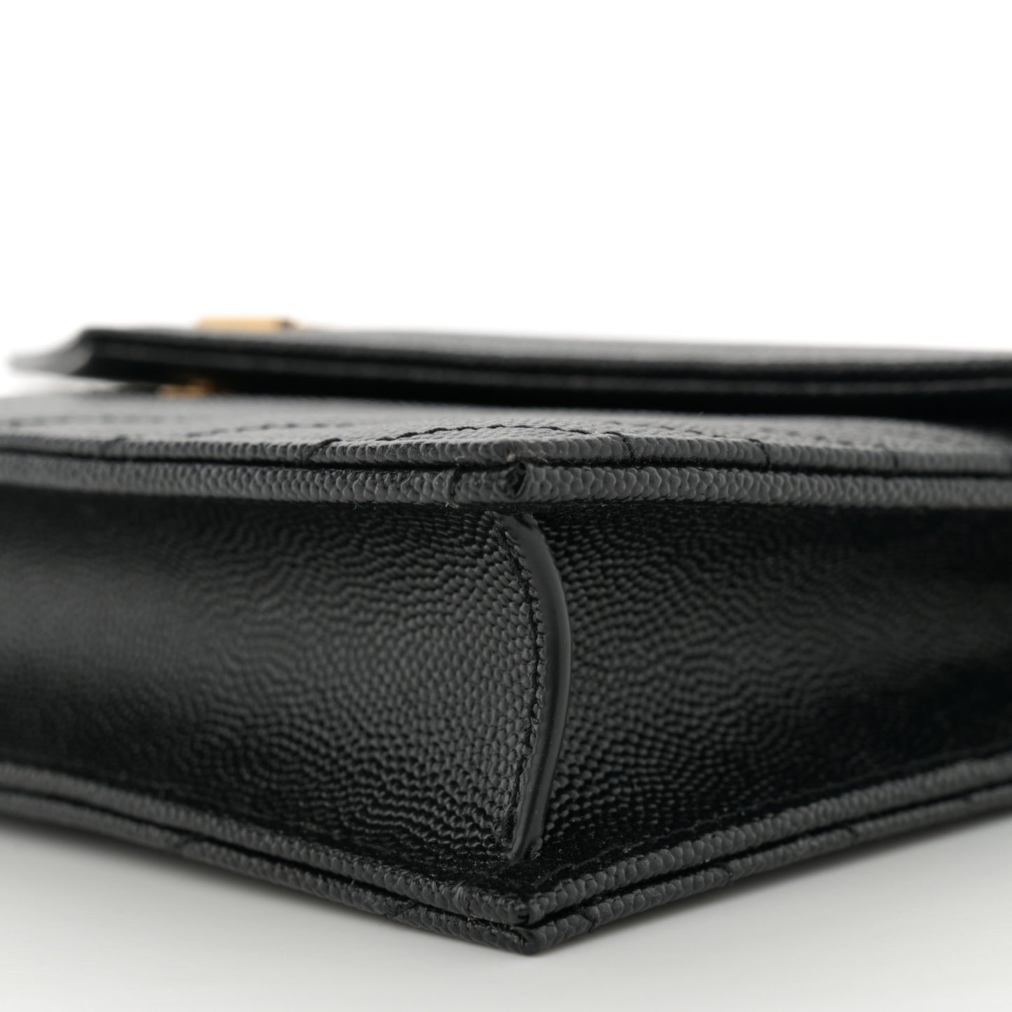 Grain De Poudre Matelasse Chevron Monogram Envelope Chain Wallet Black