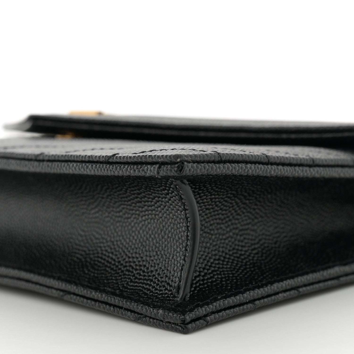 Saint Laurent Grain De Poudre Matelasse Chevron Monogram Envelope Chain Wallet Black 10 of 10
