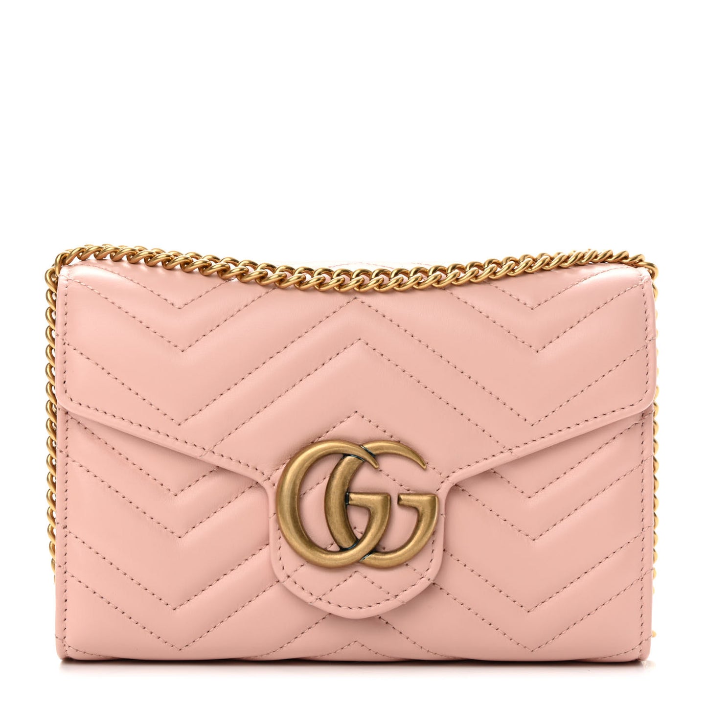 Calfskin Matelasse GG Marmont Chain Wallet Perfect Pink