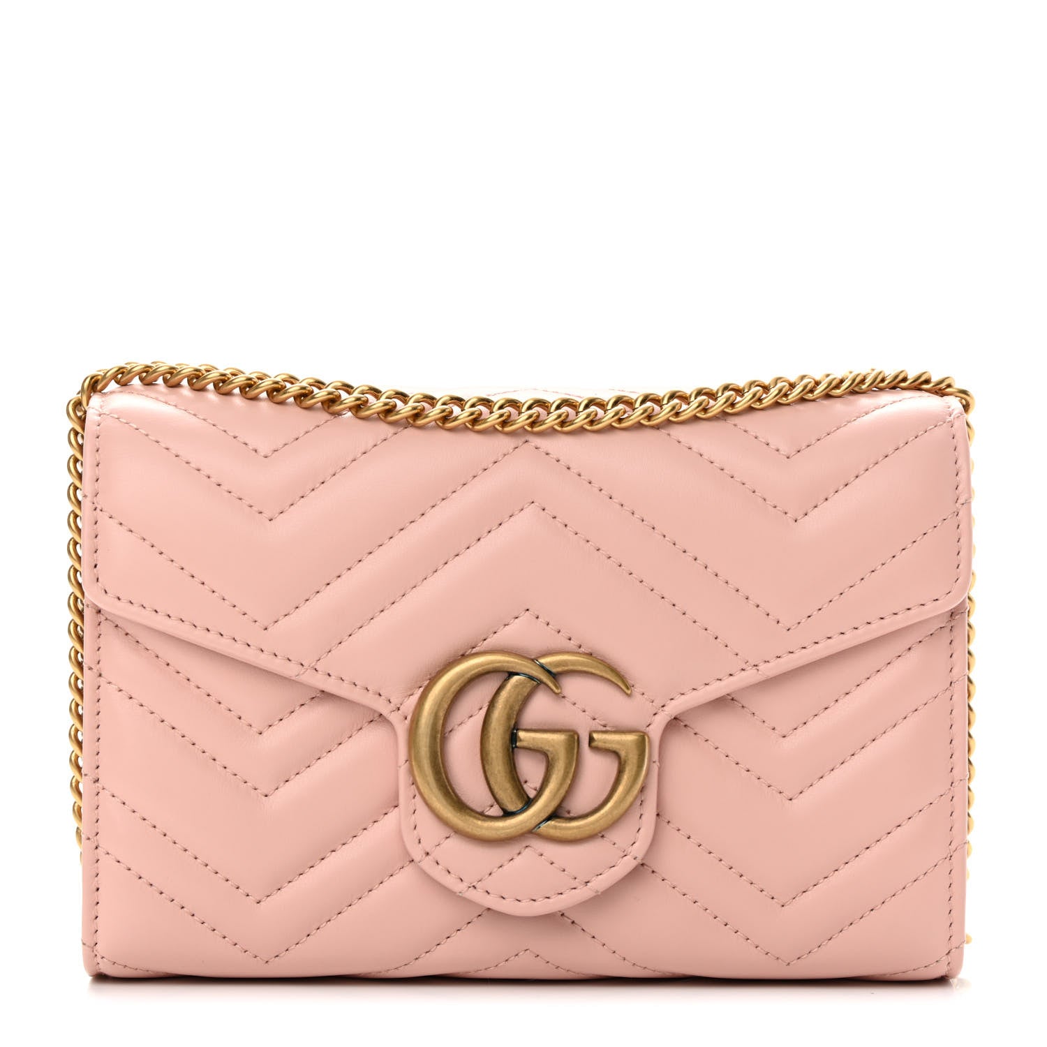 Gucci Calfskin Matelasse GG Marmont Chain Wallet Perfect Pink 1 of 11