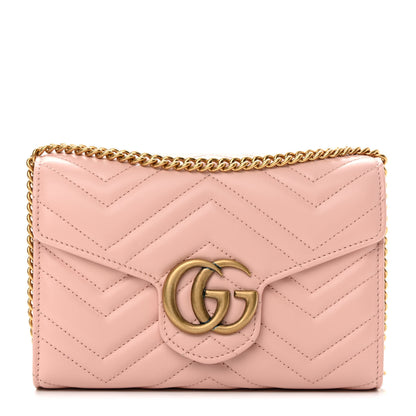 Gucci Calfskin Matelasse GG Marmont Chain Wallet Perfect Pink 1 of 11