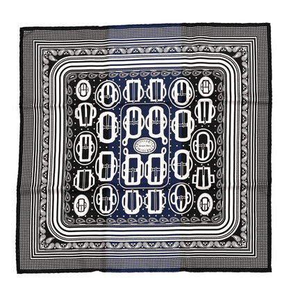 Hermes Silk Bouclerie Moderne Scarf 55 Black Marine White 1 of 4