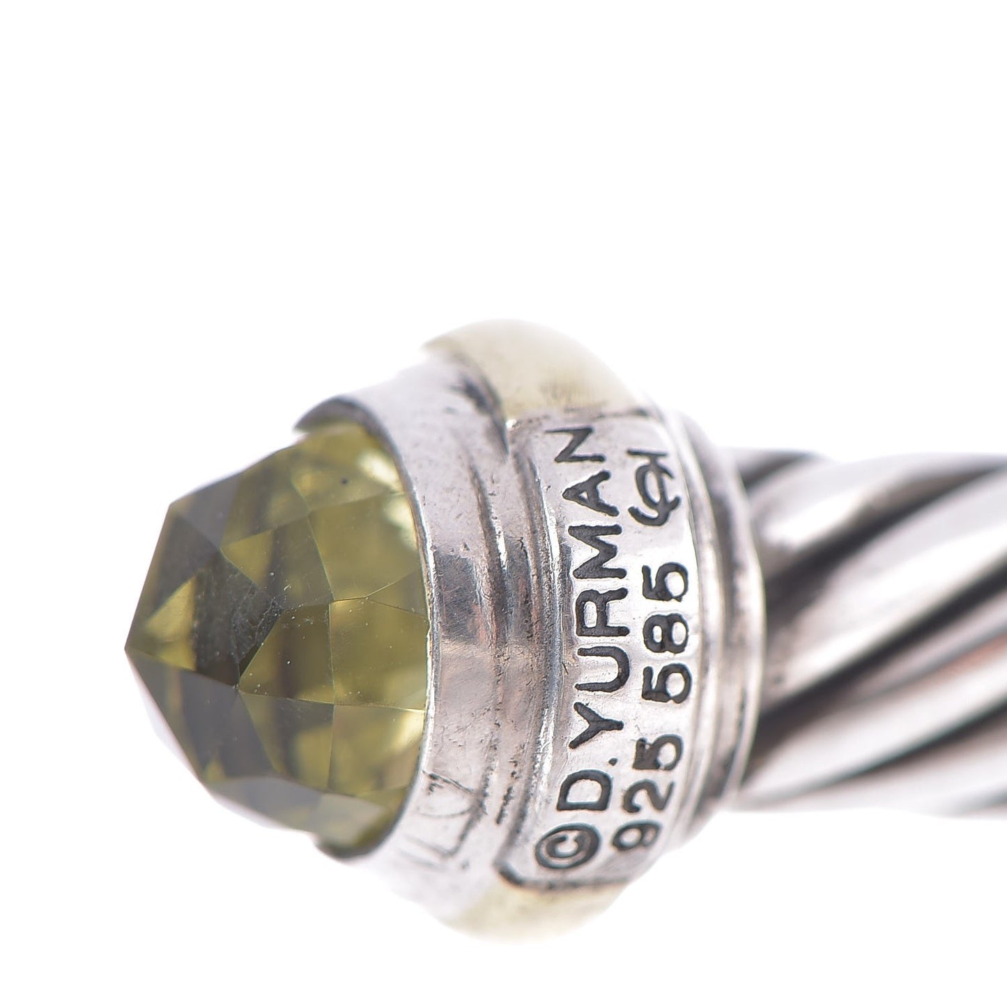 Sterling Silver 14K Yellow Gold Prasiolite 7mm Cable Classics Bracelet