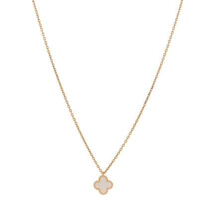 Van Cleef & Arpels 18K Yellow Gold Mother of Pearl Sweet Alhambra Pendant Necklace 1 of 5