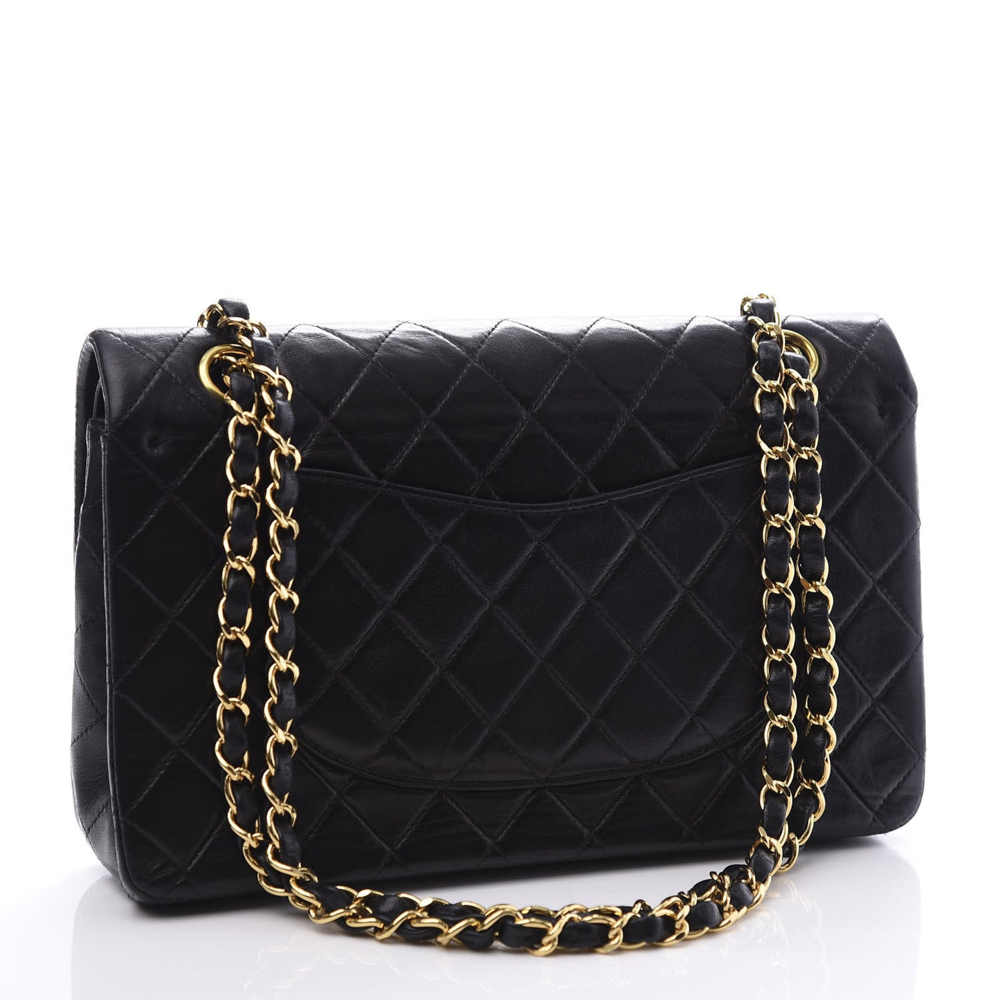 Lambskin Quilted Medium Double Flap Black