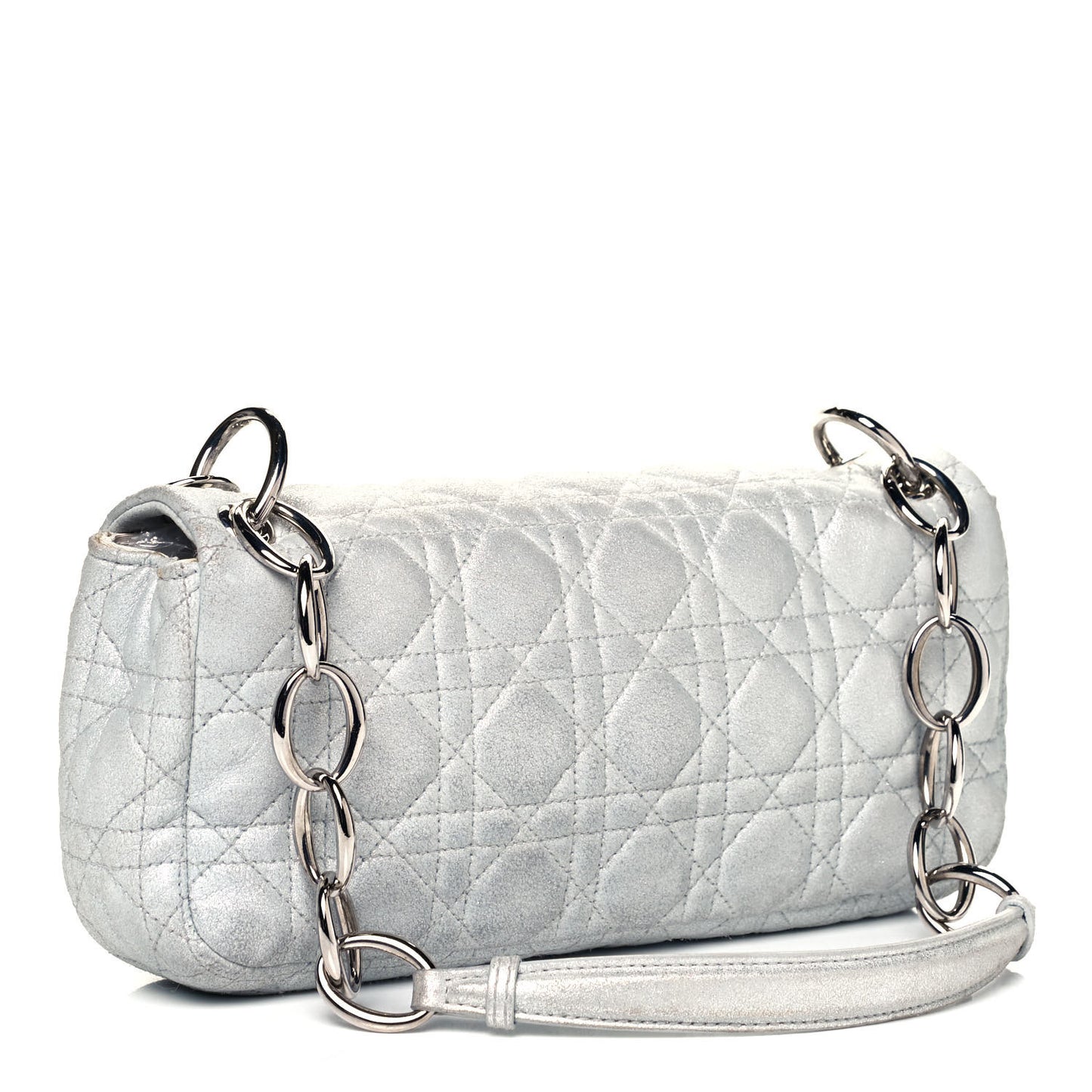 Metallic Lambskin Cannage Small Rendezvous Flap Silver