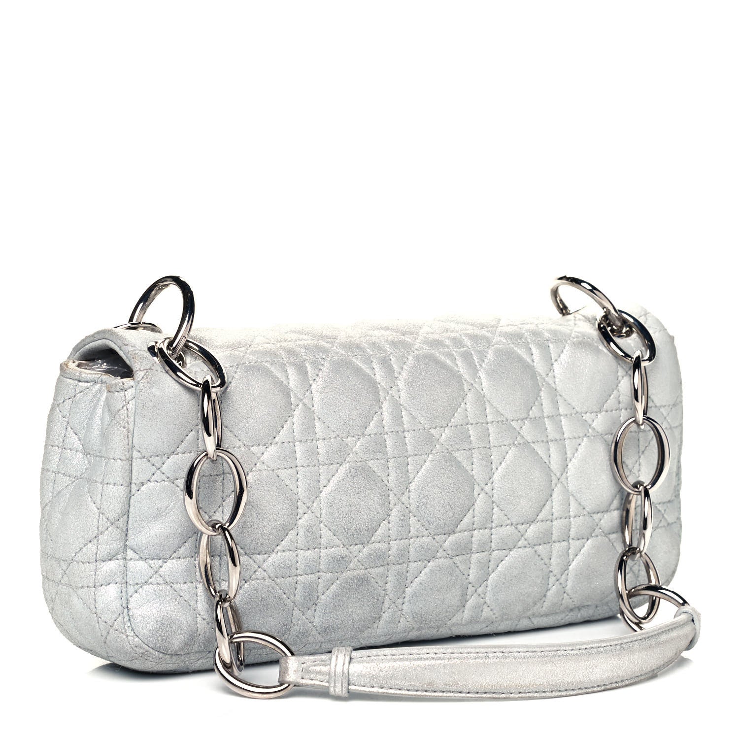 Christian Dior Metallic Lambskin Cannage Small Rendezvous Flap Silver 3 of 8