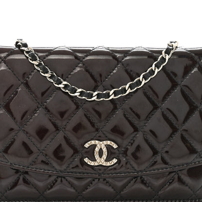 Chanel Patent Quilted Brilliant Wallet On Chain WOC Black 5 of 12