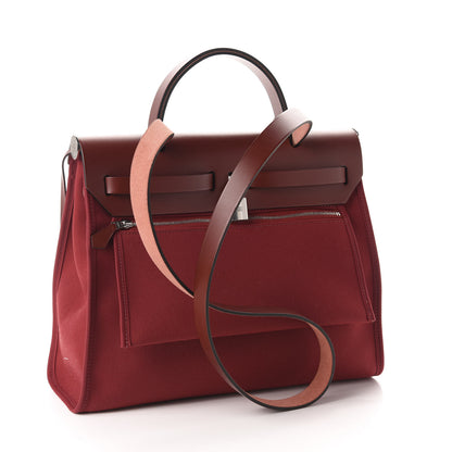 Hermes Vache Hunter Toile Herbag Zip 31 PM Rouge Grenat Rouge H 4 of 10