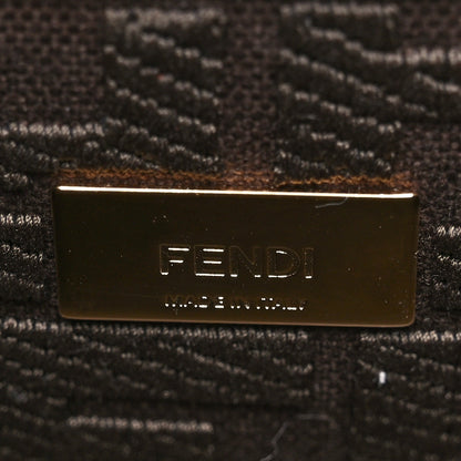 Fendi Vitello Seta Suede FF Mini Peekaboo Iconic Satchel Chocolate Sigaro Marrone 6 of 12