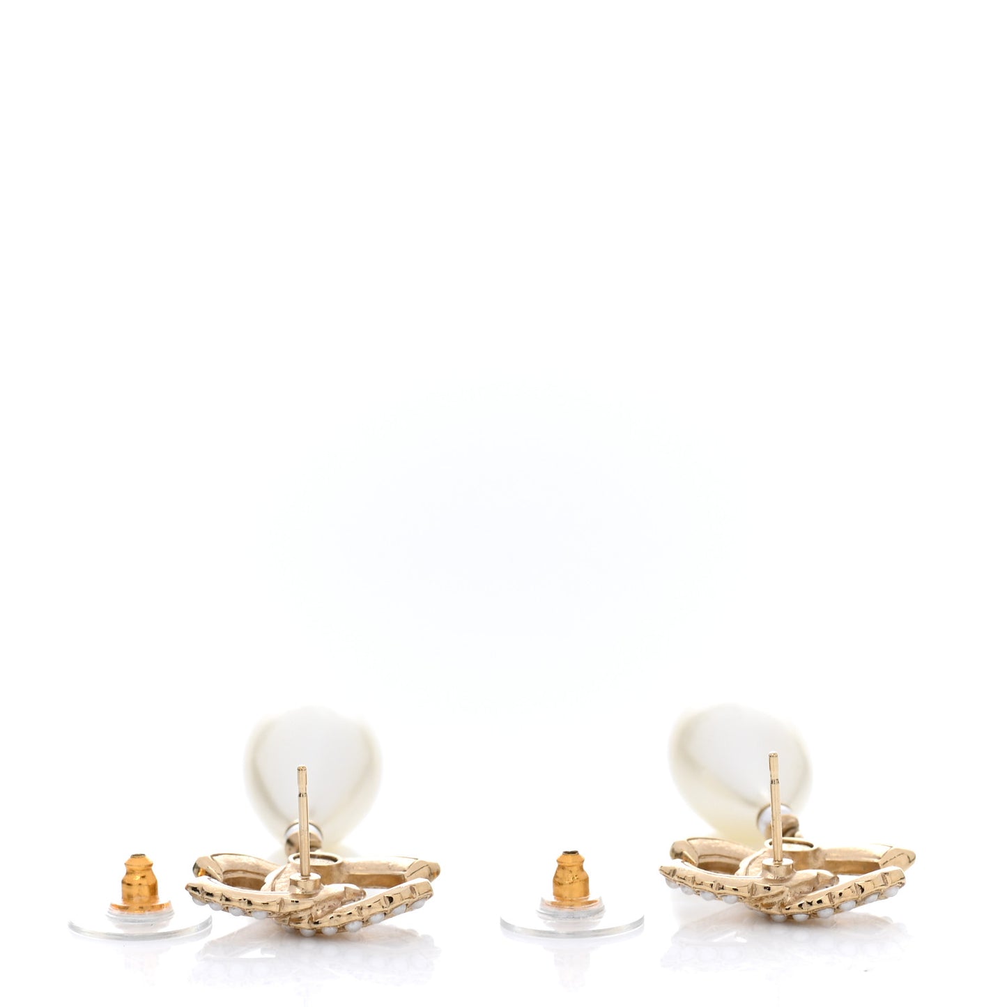 Pearl CC Drop Earrings Gold Pearly White