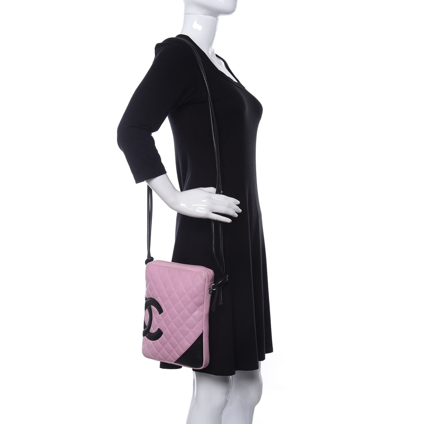 Calfskin Quilted Medium Cambon Messenger Pink Black
