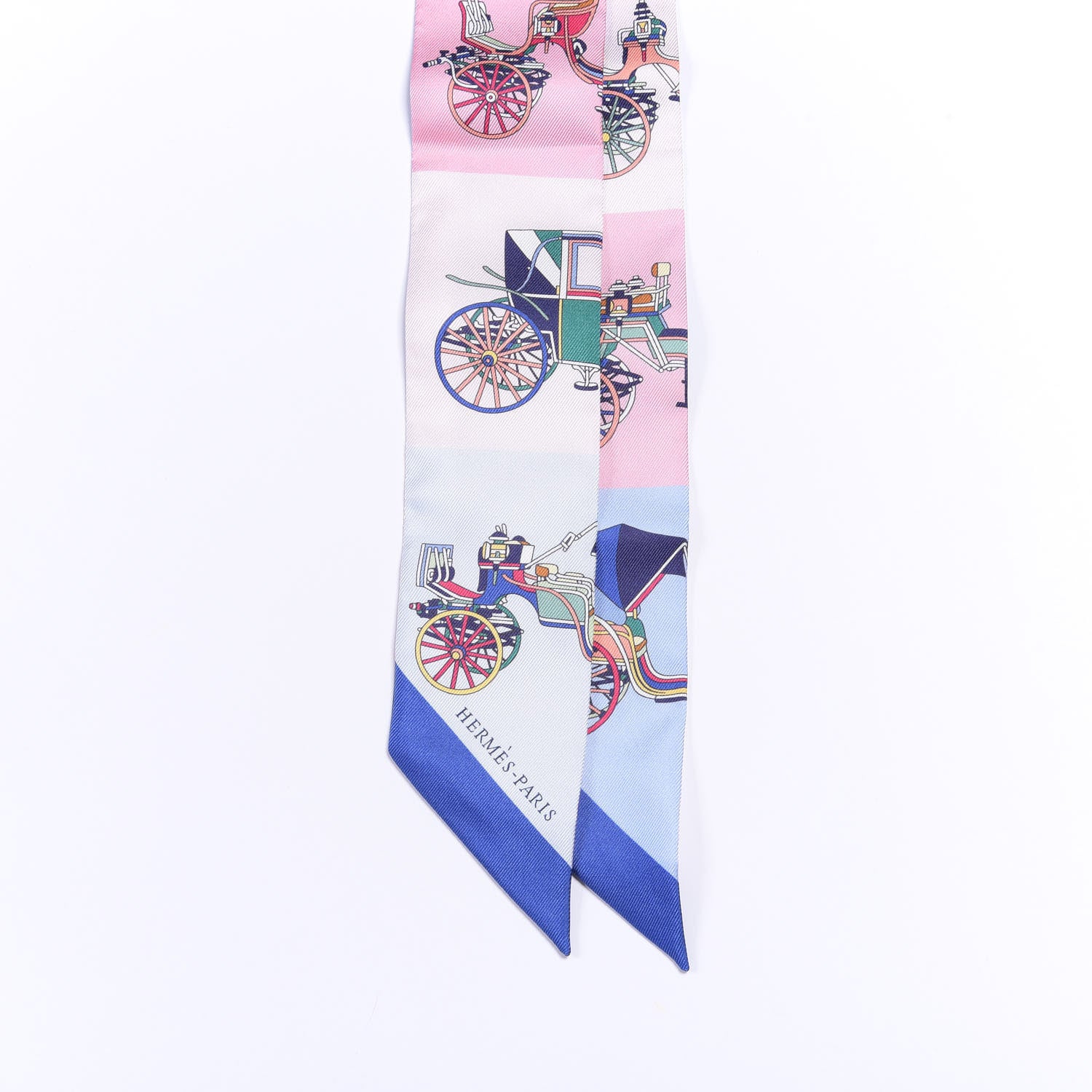 Hermes Silk Les Voitures Exquises Twilly Bleu Rose Vert 2 of 4
