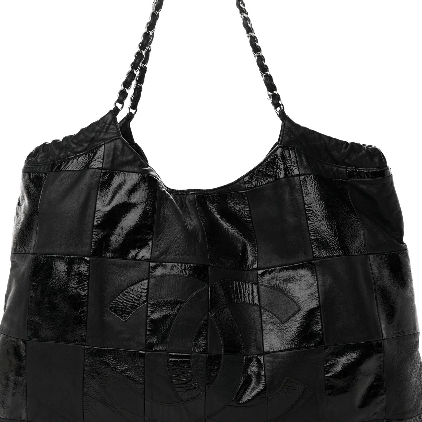 Patent Patchwork Brooklyn Tote Black