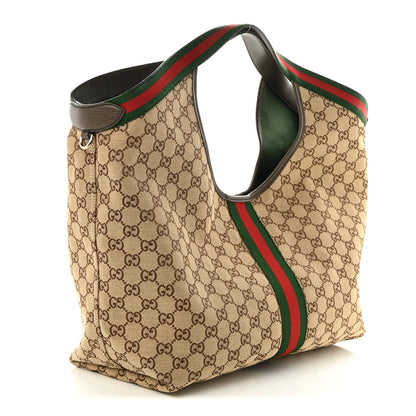 Gucci GG Monogram Web Large Giglio Tote Beige Brown 4 of 11