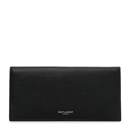 Saint Laurent Grain De Poudre Foldover Logo Wallet Black 1 of 8