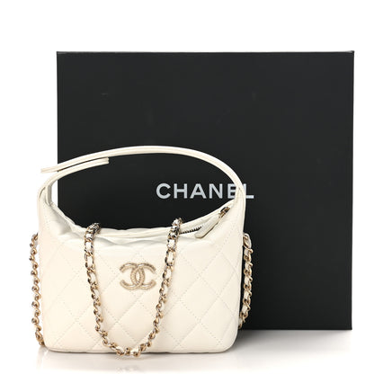Chanel Caviar Quilted Hobo Clutch With Chain White 11 of 11